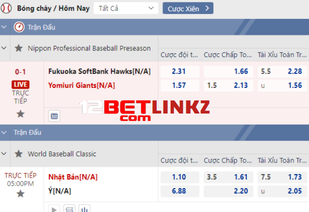 Tỷ lệ cược bóng chày